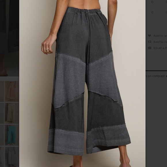 POL “ Sacred Falls” POL Cropped Wide Leg Lightweight Mix Fabric Flowy Pants SR31 - Picture 3 of 4